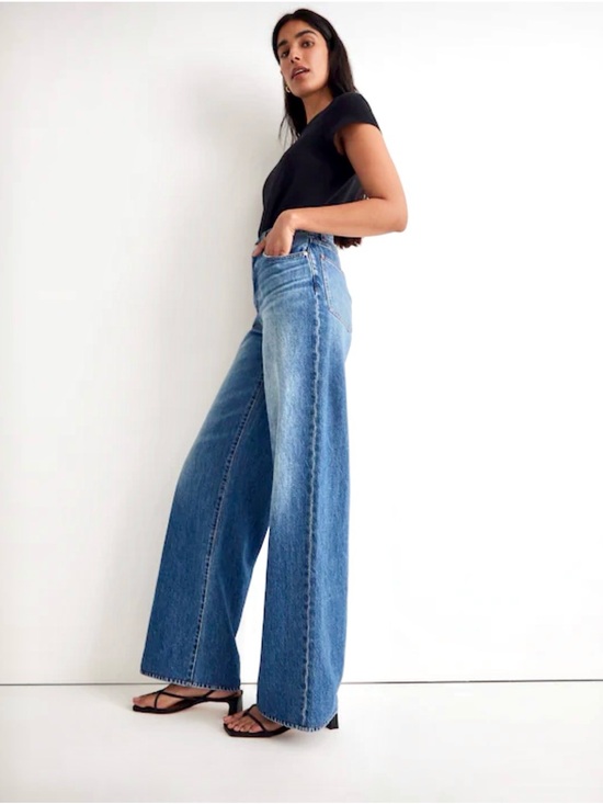 Madewell Denim - Madewell High-Rise Wide-Leg Jeans in Medium Blue Wash Size 25